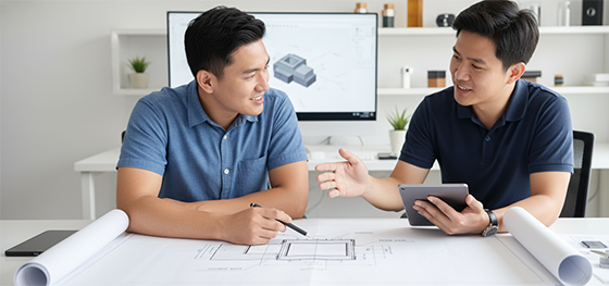 engineer discussing gasket design with expert engineer discussing gasket design with expert