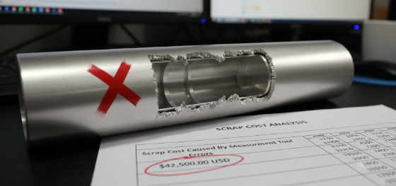 Financial sheet calculating CNC scrap costs caused by inaccurate measurement tool readings Financial sheet calculating CNC scrap costs caused by inaccurate measurement tool readings