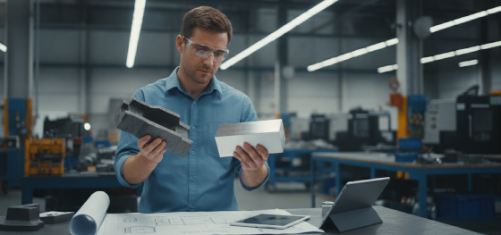 comparing raw metal parts against high precision finished components comparing raw metal parts against high precision finished components
