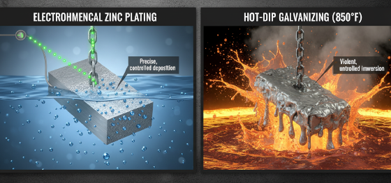Process principle comparison between precise electrochemical zinc plating and violent hot-dip galvanizing in molten metal Process principle comparison between precise electrochemical zinc plating and violent hot-dip galvanizing in molten metal