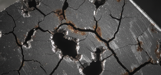 microscopic view of severe internal porosity causing metal cracks microscopic view of severe internal porosity causing metal cracks