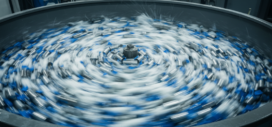ceramic media removing sharp burrs inside a tumbling bowl ceramic media removing sharp burrs inside a tumbling bowl