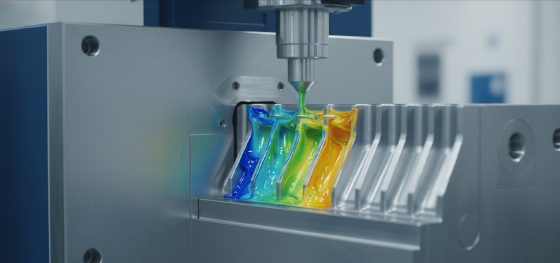 liquid resin flow in a variable wall thickness RIM mold cavity liquid resin flow in a variable wall thickness RIM mold cavity