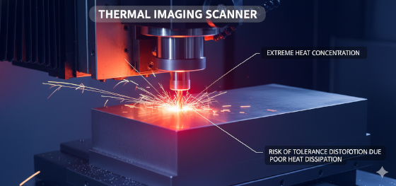Thermal imaging showing heat dissipation failures when CNC milling titanium alloys Thermal imaging showing heat dissipation failures when CNC milling titanium alloys