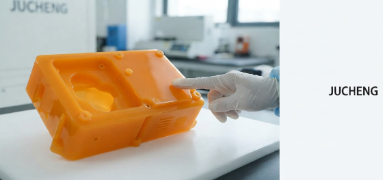 inspecting yellow polyurethane cast enclosure inspecting yellow polyurethane cast enclosure