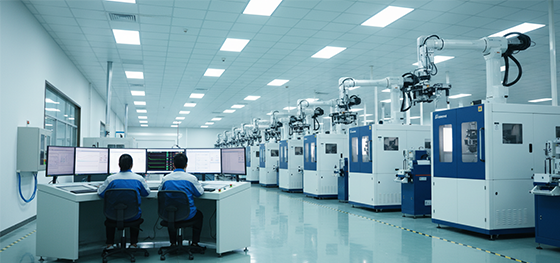 Fleet of automated closed-loop injection presses monitored from a central console in Jucheng Shenzhen Fleet of automated closed-loop injection presses monitored from a central console in Jucheng Shenzhen