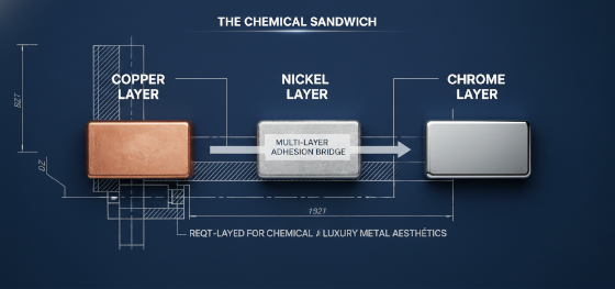 copper nickel and chrome multi layer chemical adhesion bridge copper nickel and chrome multi layer chemical adhesion bridge