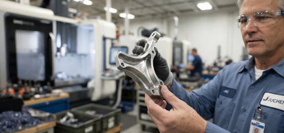 inspecting milled custom aerospace bracket inspecting milled custom aerospace bracket