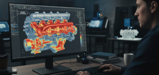 Engineering software highlighting thick digital CAD geometry that consumes expensive excess material Engineering software highlighting thick digital CAD geometry that consumes expensive excess material