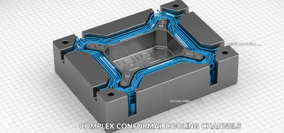 complex conformal cooling channels machined inside heavy steel tooling complex conformal cooling channels machined inside heavy steel tooling