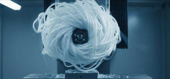 Severe bird nesting hazard showing stringy plastic ribbons wrapped tightly around a spinning CNC spindle Severe bird nesting hazard showing stringy plastic ribbons wrapped tightly around a spinning CNC spindle