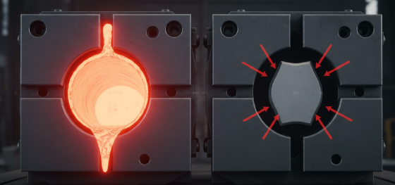 thermodynamic contraction of cooling metals inside industrial molds thermodynamic contraction of cooling metals inside industrial molds