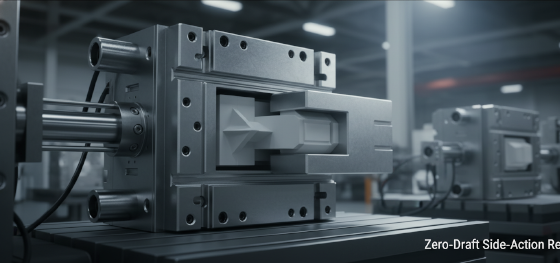 mechanical side action slide in an aluminum RIM mold for zero draft features mechanical side action slide in an aluminum RIM mold for zero draft features