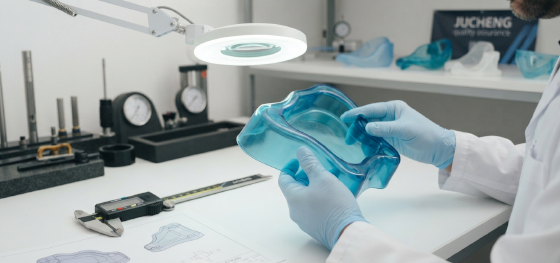 inspecting custom molded resin bracket inspecting custom molded resin bracket