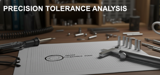 Mechanical blueprint highlighting strict G6 and H7 tolerance bands alongside precision metrology tools Mechanical blueprint highlighting strict G6 and H7 tolerance bands alongside precision metrology tools