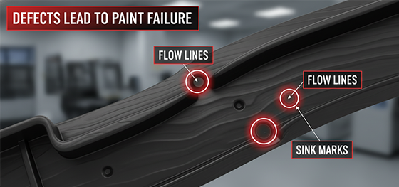 Injection molding plastic surface defects