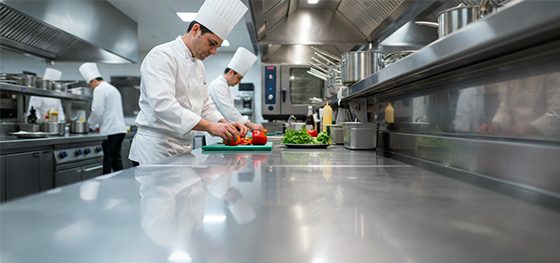 stainless steel commercial kitchen counter