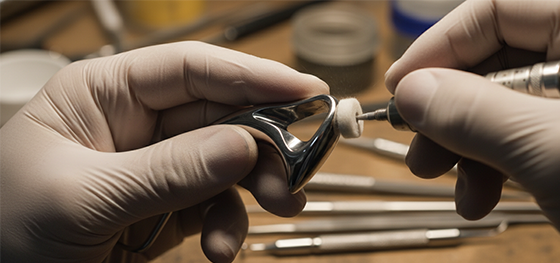 hand polishing a 420 stainless medical tool