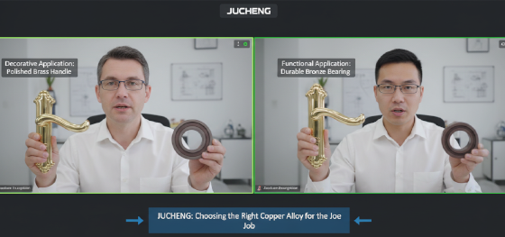engineer comparing brass and bronze parts