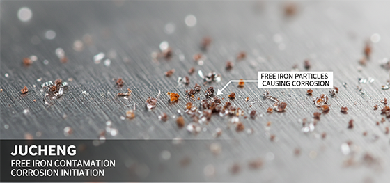 Free iron contamination on stainless steel