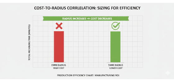 machining cost vs corner radius