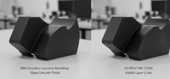 RIM surface finish vs 3D print layers