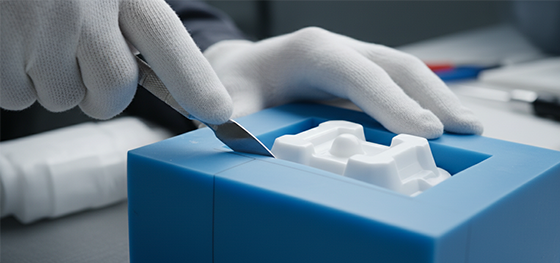 cutting open a silicone mold