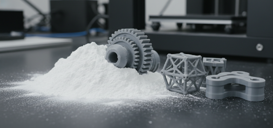 raw nylon powder to solid part