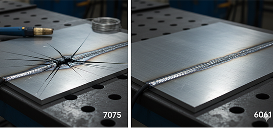 welding crack on 7075 aluminum