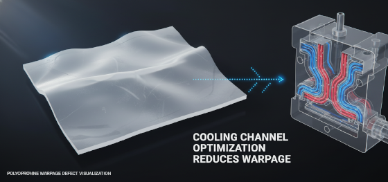 Polypropylene warpage defect visualization