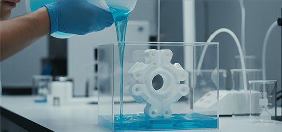 pouring liquid silicone