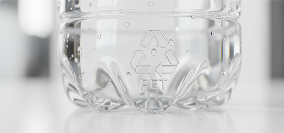 close-up on PET plastic bottle