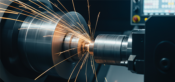 CNC lathe turning metal rod