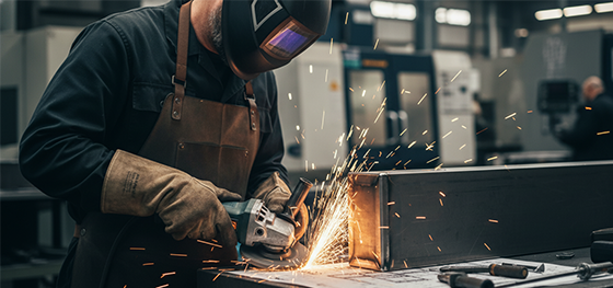 welder grinding a weld seam