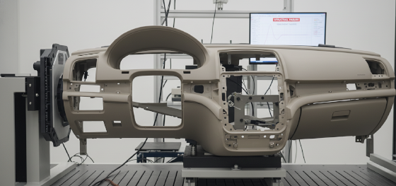 plastic dashboard vibrating on test rig