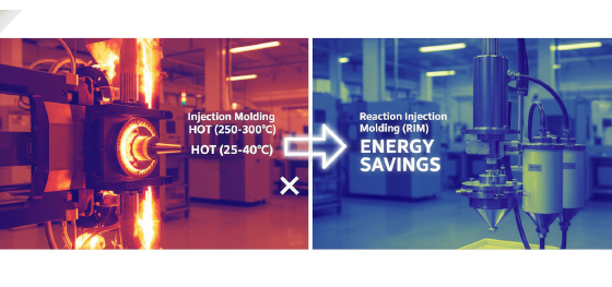 thermal imaging showing heat difference between conventional molding and the RIM process