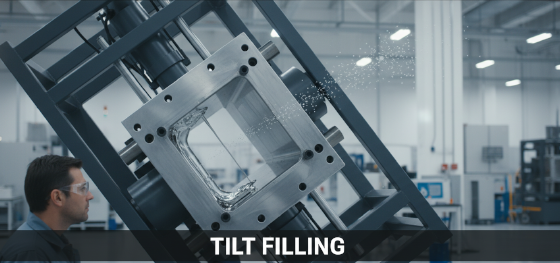 tilt filling technique used to improve mold venting in RIM process