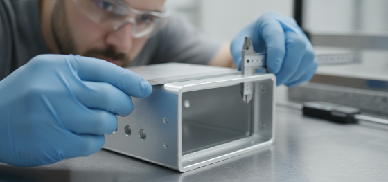 measuring completed custom metal enclosure