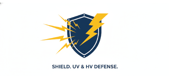 uv radiation defense and electrical insulation barrier icon