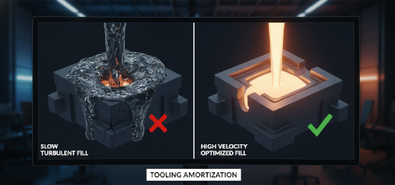 benchmarking high velocity molten metal injection against slow turbulent filling