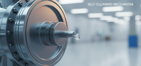 self-cleaning piston mechanism in RIM mixing head technology