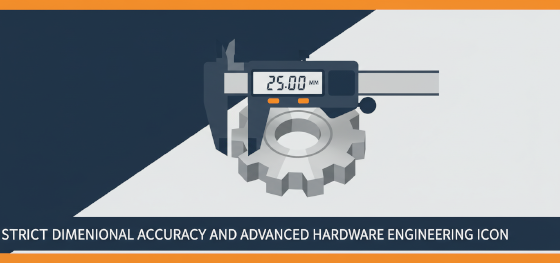 strict dimensional accuracy and advanced hardware engineering icon