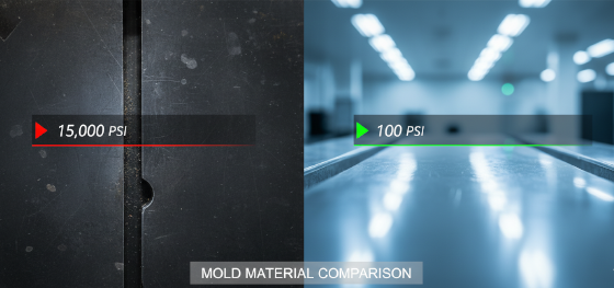 mold material comparison for low pressure and high pressure molding