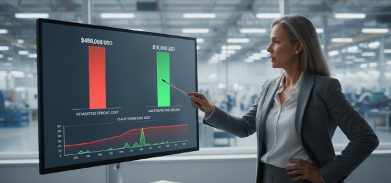 Procurement manager comparing the massive upfront costs of steel injection molds against agile CNC milling
