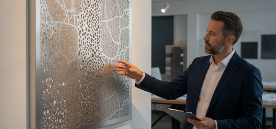 architectural custom laser cut metal facade