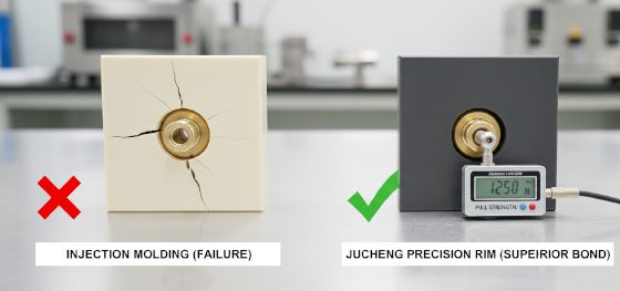 insert pull out strength comparison between injection molding and RIM process