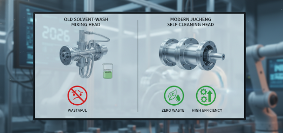 comparison between solvent-wash and self-cleaning RIM mixing head technology