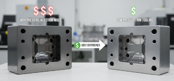 cost comparison between steel injection molds and aluminum RIM tooling
