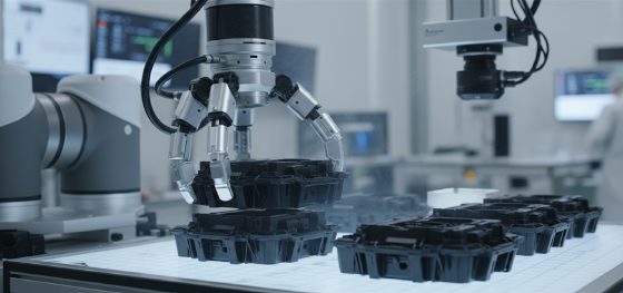 automated material handling of finished low volume industrial parts