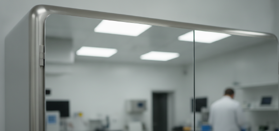 mirror finished stainless steel panel